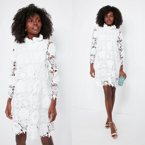 Tuckernuck | NEW Blanc Guipure Lace Daphne Preppy Mini Dress Size XXS - Picture 1 of 12